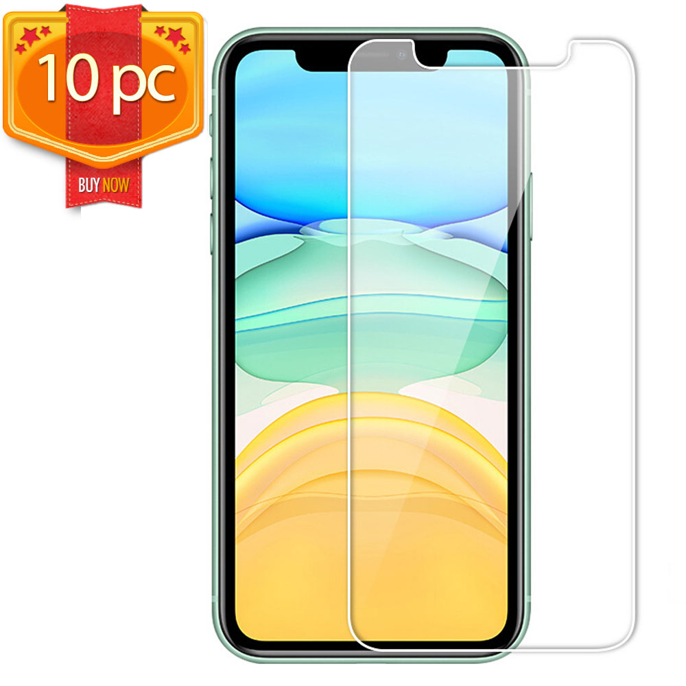 10pc Transparent Tempered Glass Screen Protector for iPHONE 12 / iPHONE 12 Pro 6.1 inch (Clear)